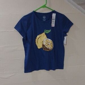 Blue Womans Lemon Graphic T-Shirt